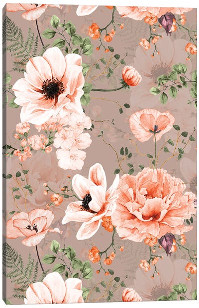 Spring Modern Poppy Peony Garden I Canvas Art Print - Granny Chic