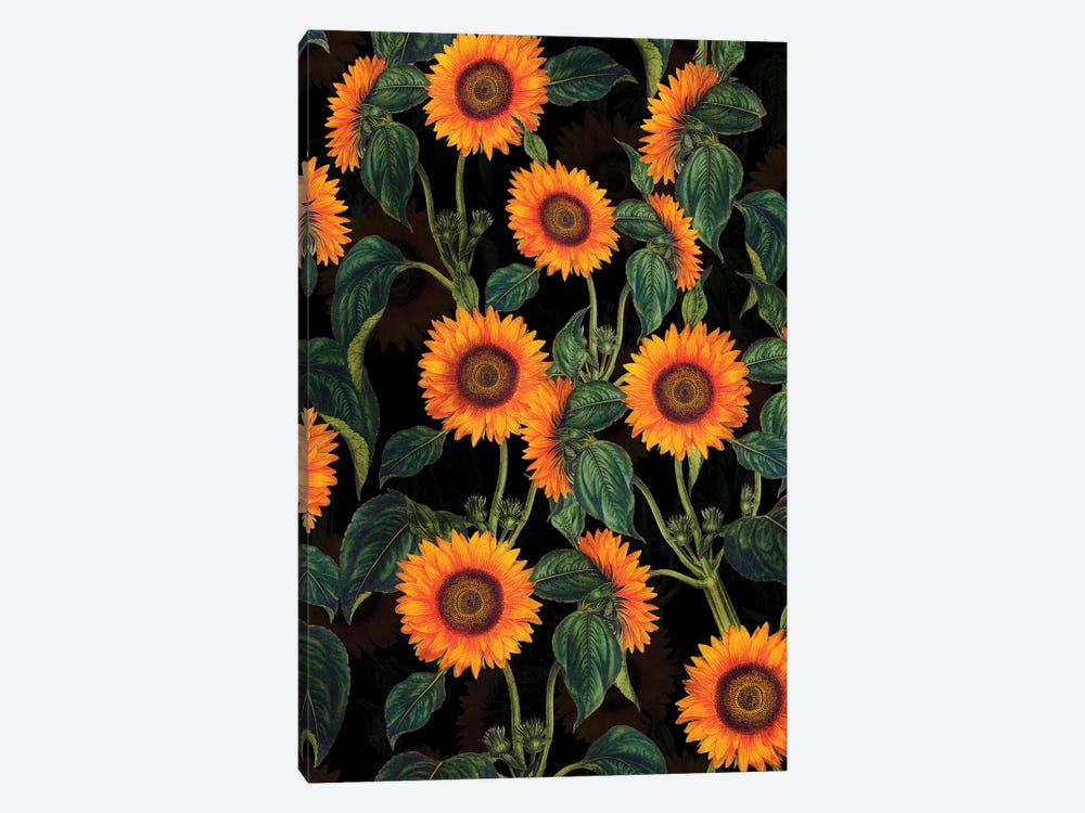 Sunflowers Night Garden by UtArt 1-piece Canvas Print
