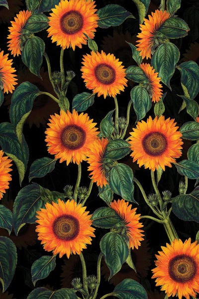 UtArt: Sunflowers Night Garden by UtArt