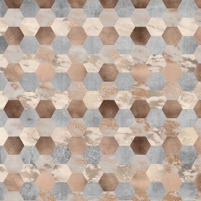 Trendy Copper Marble Honey Comb by UtArt framed canvas print