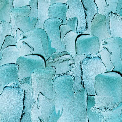 Turquoise Hand Painted Metallic Strokes by UtArt framed canvas print