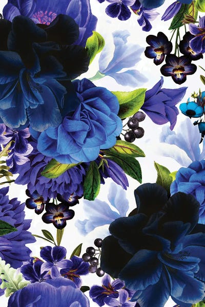 Vintage Blue Roses by UtArt canvas print