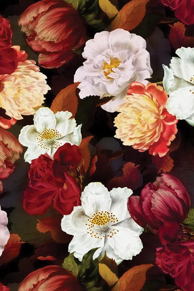 Vintage Midnight Botanical Garden by UtArt canvas print