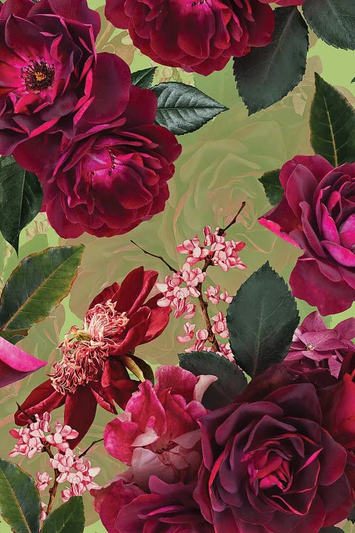 Vintage Summer Botanical Roses Garden by UtArt wall art