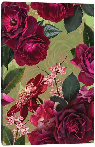 Vintage Summer Botanical Roses Garden Canvas Art Print - Vintage & Retro Bedroom Art
