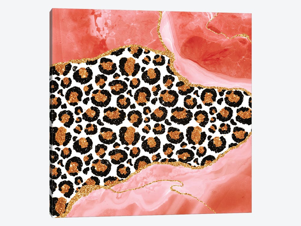 Abstract Coral Marble With Exotic Animal Skin by UtArt 1-piece Canvas Artwork