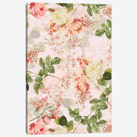 Vintage Summer Redouté Rose Blossoms Garden Canvas Print #UTA230} by UtArt Canvas Art Print