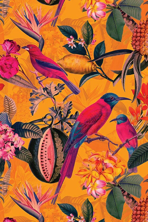 Vintage Tropical Birds Jungle