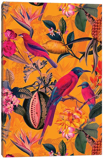 Vintage Tropical Birds Jungle Canvas Art Print - UtArt