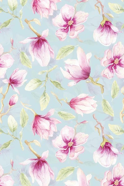 Granny Chic: Watercolor Purple Magnolia Flowers by UtArt