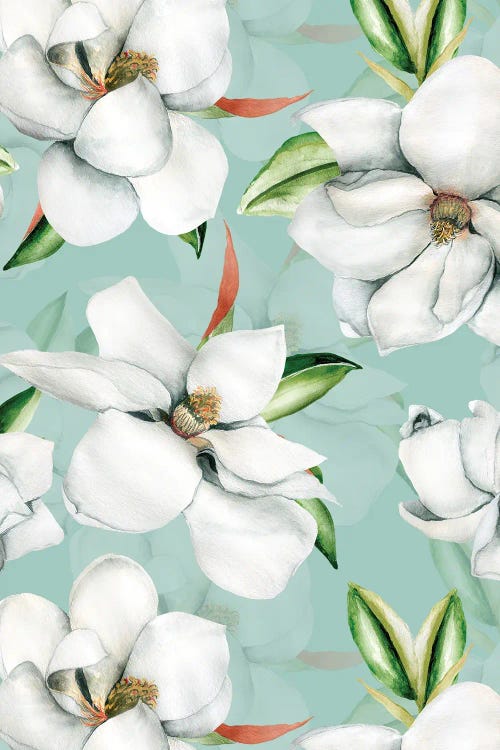 White Magnolia Blossoms by UtArt wall art