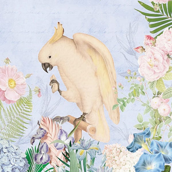 White Parrot In Flower Jungle