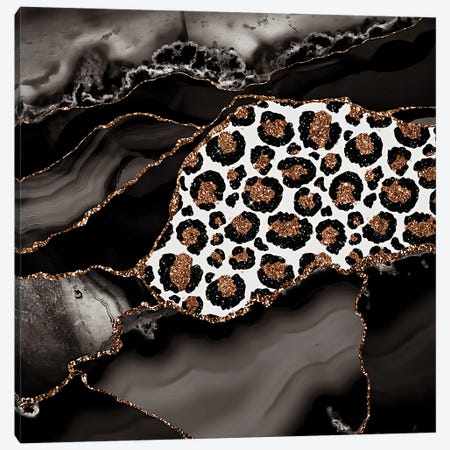 Wild Black Night Marble With Exotic Animal Skin Canvas Print #UTA238} by UtArt Canvas Print