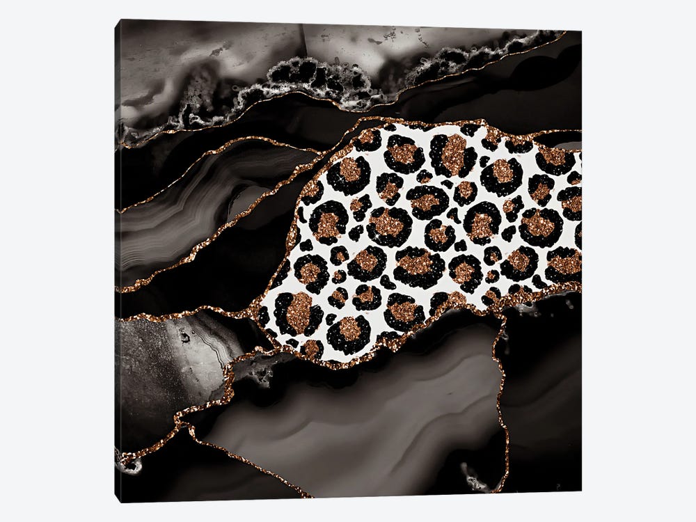 Wild Black Night Marble With Exotic Animal Skin by UtArt 1-piece Canvas Print