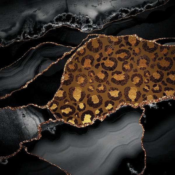 UtArt: Wild Black Night Marble With Gold Exotic Animal Skin by UtArt