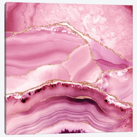 Abstract Dark Pink And Blush Agate And Marble Canvas Print #UTA23} by UtArt Canvas Art