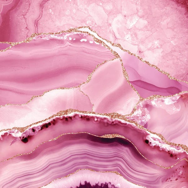 UtArt: Abstract Dark Pink And Blush Agate And Marble by UtArt