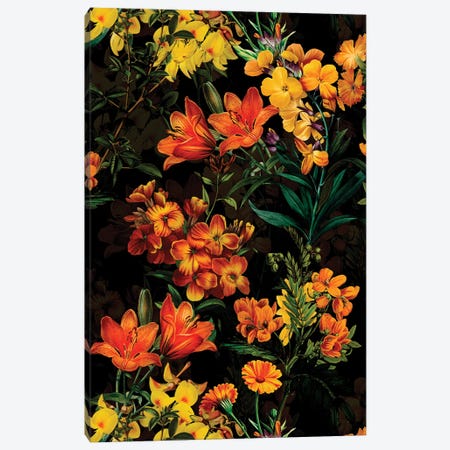 Yellow Spring Flowers Night Garden Canvas Print #UTA240} by UtArt Canvas Art