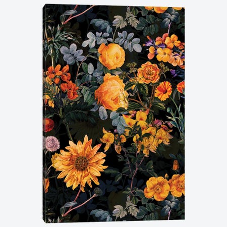 Yellow Sunflowers And Night Roses Canvas Print #UTA241} by UtArt Canvas Art