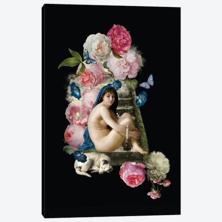Vintage Venus With Dog And Flowers Canvas Print #UTA242} by UtArt Canvas Art