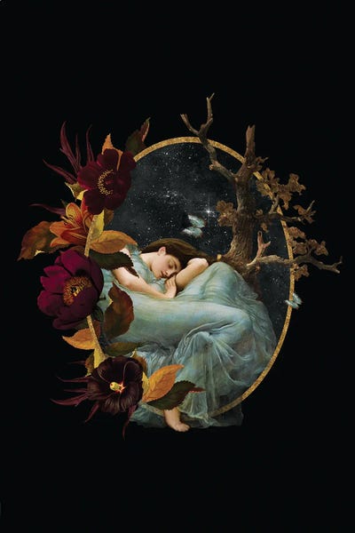 UtArt: Sleeping Vintage Girl In Galaxy by UtArt
