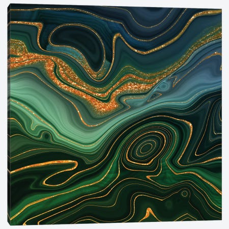 Abstract Gold And Emerald Marlbled Landscape Canvas Print #UTA24} by UtArt Canvas Print