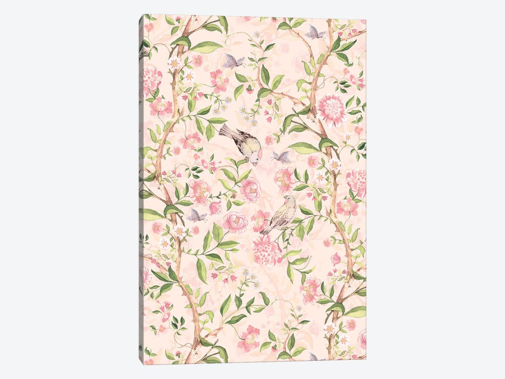 Pastel Blush Antique Chinoiserie With Birds And Flowers by UtArt 1-piece Art Print
