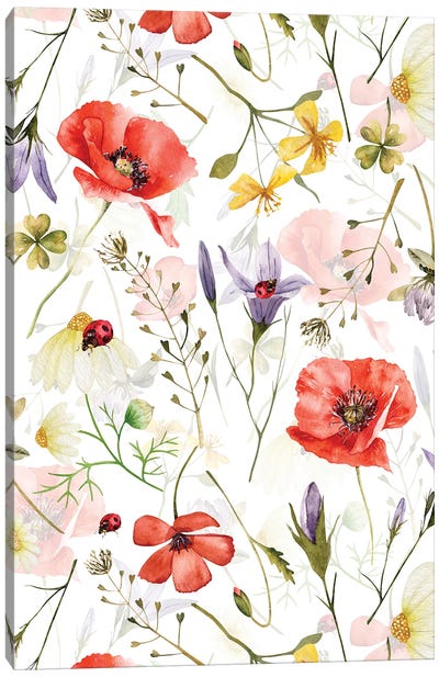 Scandinavian Midsummer Herbs And Wildflowers Meadow Canvas Art Print - UtArt