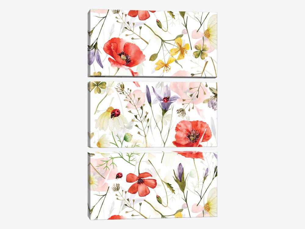 Scandinavian Midsummer Herbs And Wildflowers Meadow by UtArt 3-piece Art Print