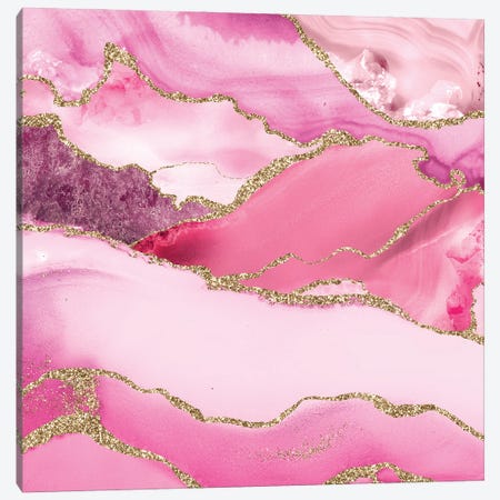 Abstract Pink And Blush Agate And Marble Canvas Print #UTA25} by UtArt Canvas Print