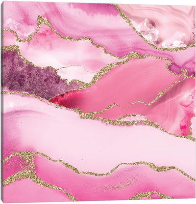 Abstract Pink And Blush Agate And Marble Canvas Art Print - UtArt