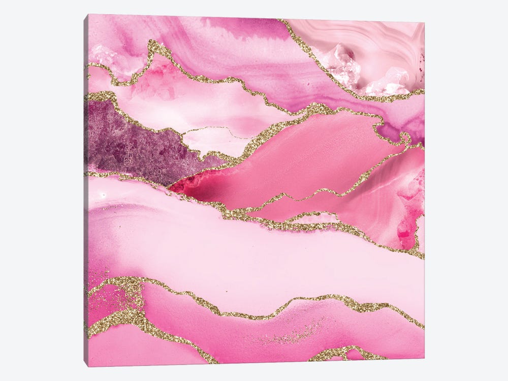 Abstract Pink And Blush Agate And Marble by UtArt 1-piece Canvas Print