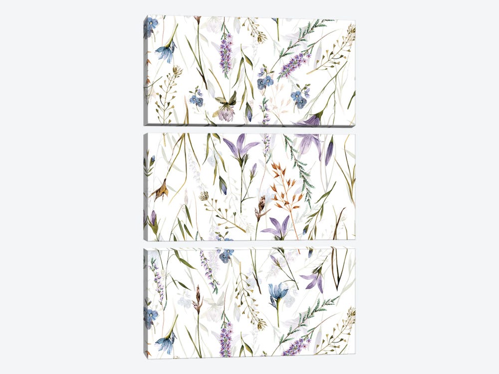 Scandinavian Midsummer Wildflowers And Herbs Meadow by UtArt 3-piece Canvas Print