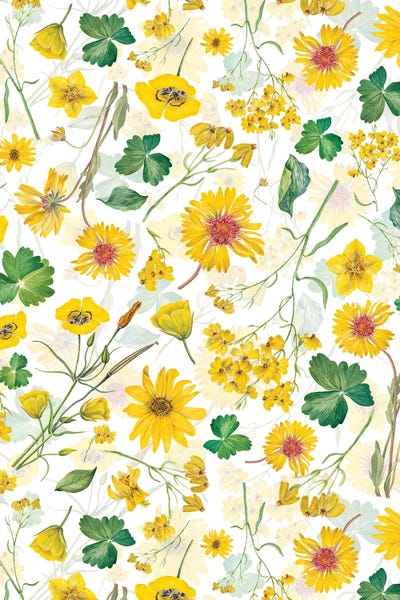 Floral & Botanical Patterns: Scandinavian Midsummer Yellow Wildflowers Meadow by UtArt