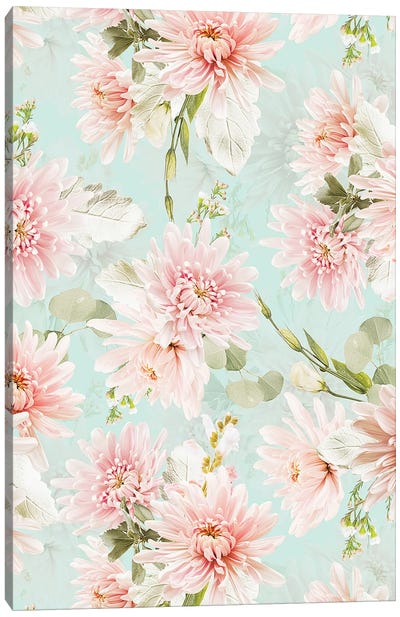 Blush Pastel Summer Chrysantems Canvas Art Print - UtArt