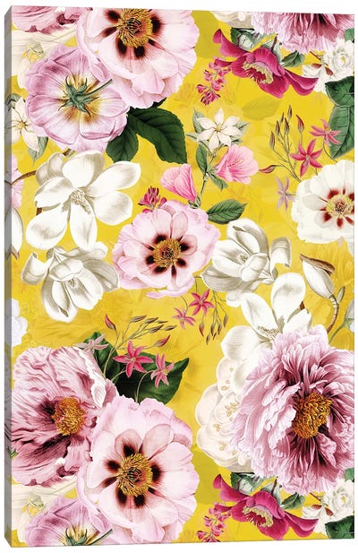 Colorful Spring Vintage Peony Garden Canvas Art Print - UtArt