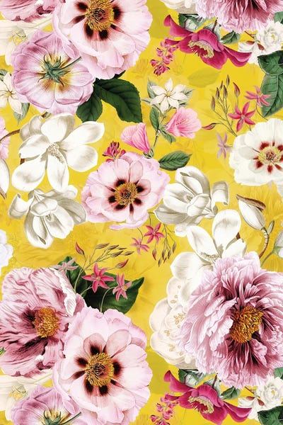 UtArt: Colorful Spring Vintage Peony Garden by UtArt