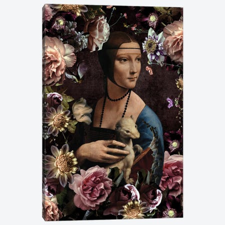 Lady With An Ermine And Flowers Canvas Print #UTA270} by UtArt Canvas Print