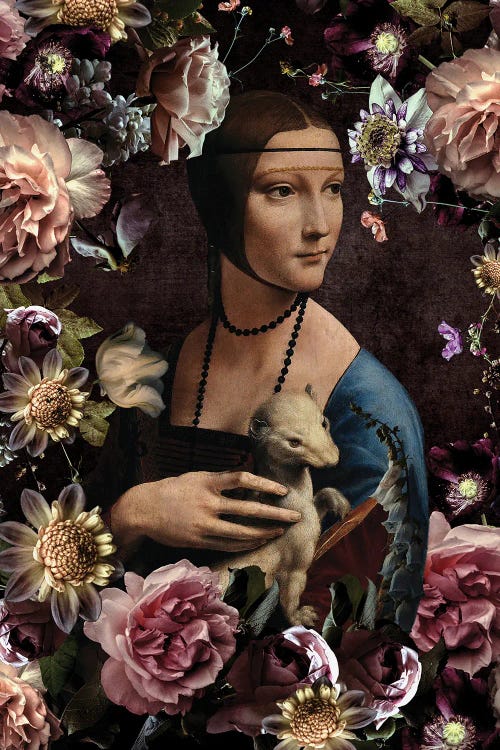 Lady With An Ermine And Flowers