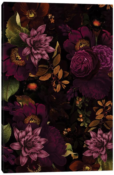 Mystical Vintage Midnight Flower Garden Canvas Art Print - UtArt