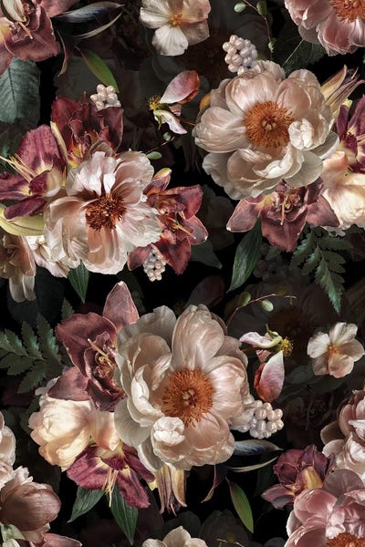 UtArt: Lush Midinght Flower Garden by UtArt