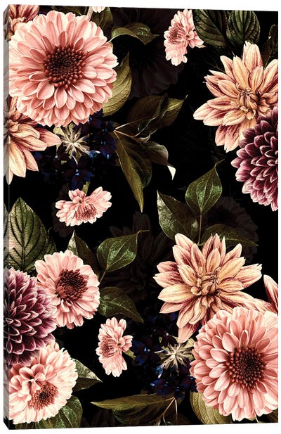 Fall Midnight Flower Garden Canvas Art Print - UtArt
