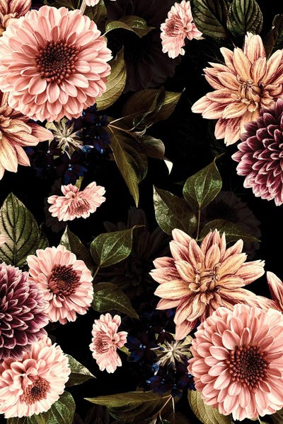 UtArt: Fall Midnight Flower Garden by UtArt