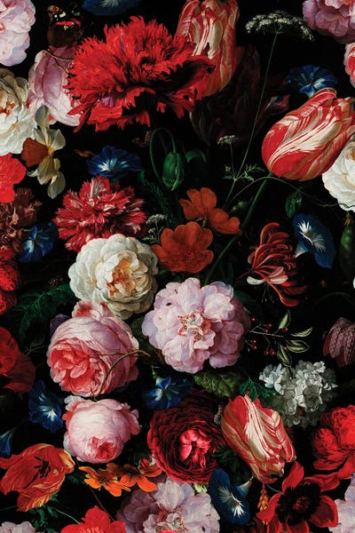 Antique Dutch Vintage Flower Garden by UtArt framed canvas print