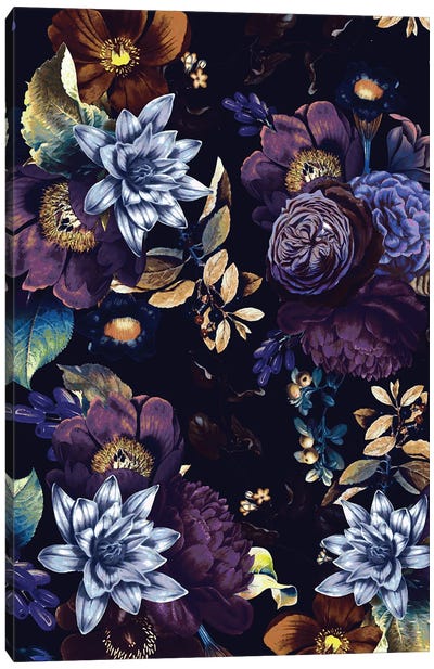Mysterious Night Flower Garden Canvas Art Print - UtArt