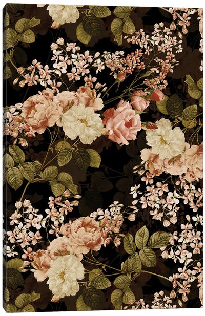 Lush Midnight Baroque Flower Garden III Canvas Art Print - UtArt