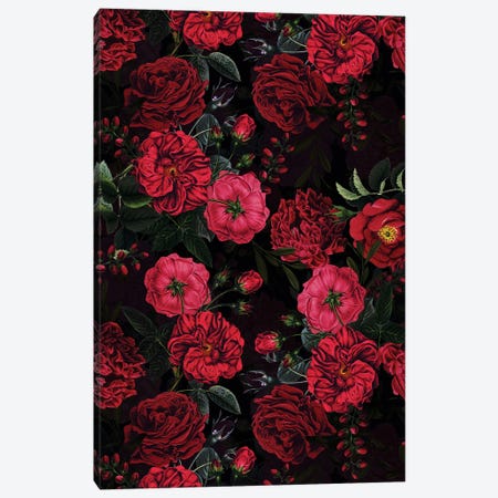 Lush Midnight Baroque Rose Garden Canvas Print #UTA287} by UtArt Canvas Art Print