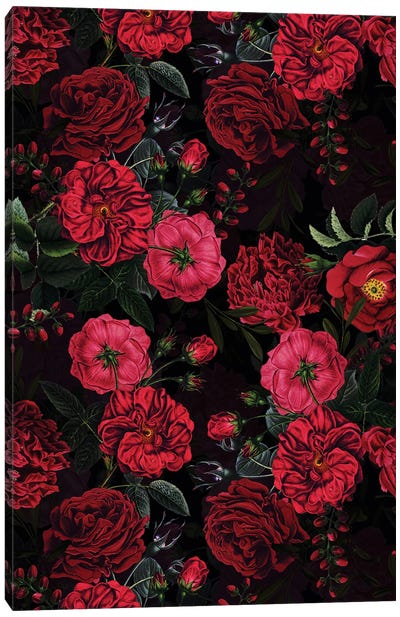 Lush Midnight Baroque Rose Garden Canvas Art Print - UtArt