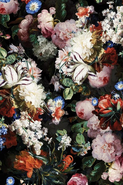 UtArt: Lush Midnight Baroque Flower Garden IV by UtArt