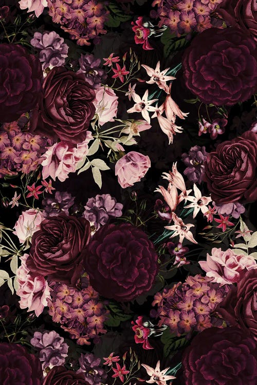 Lush Midnight Baroque Flower Garden V